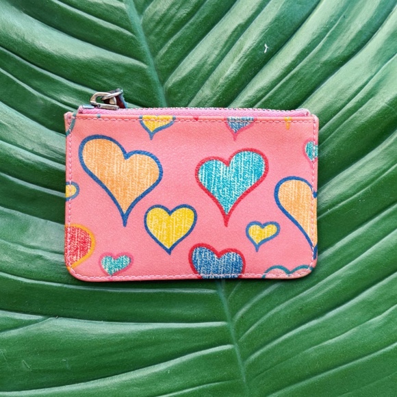 Vintage Rooney & Bourke Hearts Black Barrel Satchel + Pink Hearts Card/Coin Purs - Picture 11 of 12